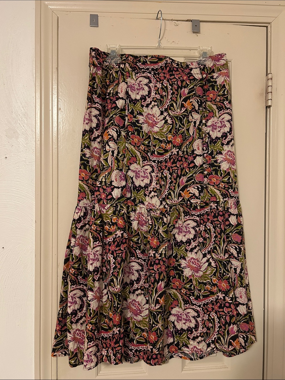 Joie Black Floral Maxi Skirt with Pink and Green Motif - Picture 2 of 5